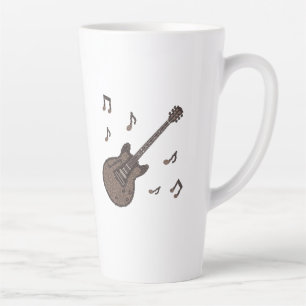 Koffiebonen-Koffie-Gitaar-Koffiekunst-Muziek- Latte Mok