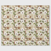  koffiebonen & kopje Pattern Shop Merk Logo Cadeaupapier (Vlak)