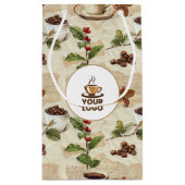 koffiebonen & kopje Pattern Shop Merk Logo Klein Cadeauzakje (Achterkant)