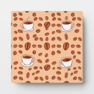 Koffiebonen Kopjes Gezellig Patroon Fotoplaat