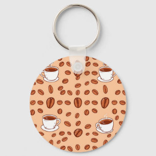 Koffiebonen Kopjes Gezellig Patroon Sleutelhanger