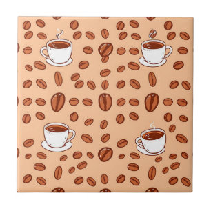Koffiebonen Kopjes Gezellig Patroon Tegeltje