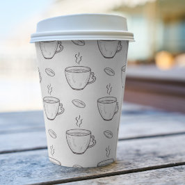 Koffiebonen & kopjes koffie Clean Zwart & Wit Papieren Bekers