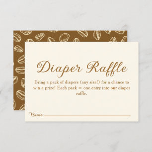 Koffiebonen Luier Raffle Baby shower Informatiekaartje