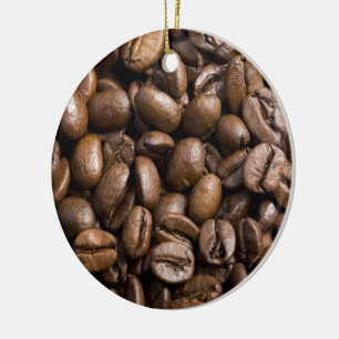 Koffiebonen met bruine achtergrond keramisch ornament