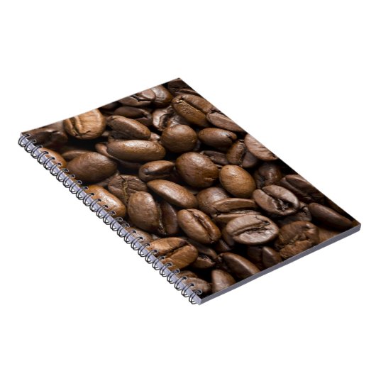 Koffiebonen met bruine achtergrond notitieboek (Rechterzijde)