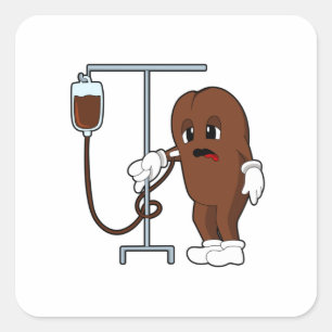 Koffiebonen met koffie vierkante sticker