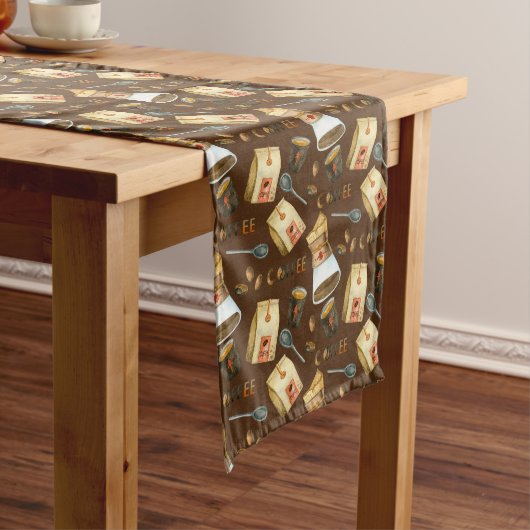Koffiebonen met potlood lange tafelloper (Voorbeeld)