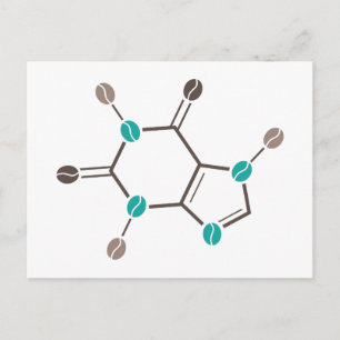 koffiebonen moleculaire cafeïne briefkaart