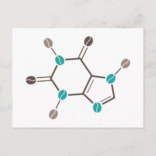 koffiebonen moleculaire cafeïne briefkaart (Voorkant)