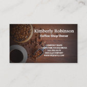 Koffiebonen op houten tafels visitekaartje (Voorkant)