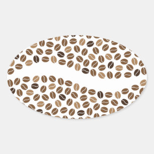 koffiebonen ovale sticker