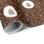 Koffiebonen Pattern Shop Merk Logo Cadeaupapier (Rol Hoek)