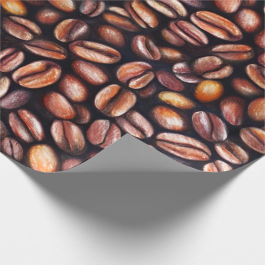 Koffiebonen Potlood Tekenpatroon Roestbruin Cadeaupapier (Hoek)