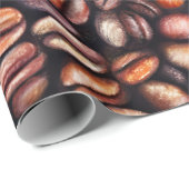 Koffiebonen Potlood Tekenpatroon Roestbruin Cadeaupapier (Rol Hoek)