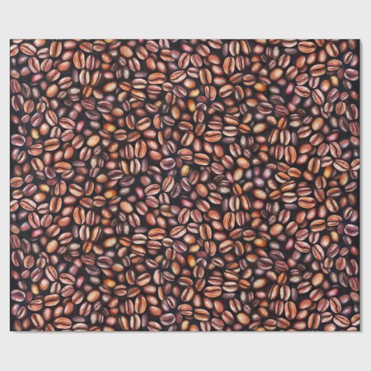Koffiebonen Potlood Tekenpatroon Roestbruin Cadeaupapier (Vlak)