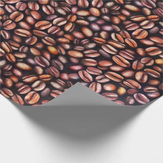 Koffiebonen Potlood Tekenpatroon Roestbruin Cadeaupapier