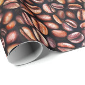 Koffiebonen Potlood Tekenpatroon Roestbruin Cadeaupapier (Rol Hoek)