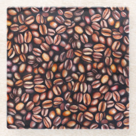 Koffiebonen Potlood Tekenpatroon Roestbruin Glazen Onderzetter