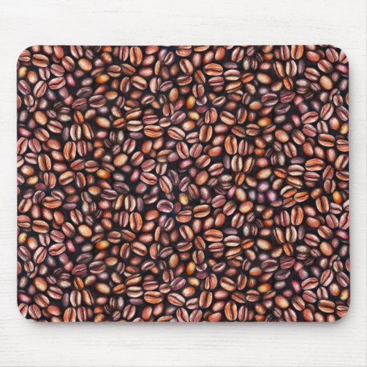 Koffiebonen Potlood Tekenpatroon Roestbruin Muismat (Voorkant)