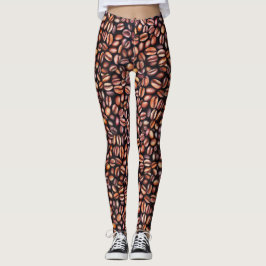 Koffiebonen potloodtrekpatroon bijtend bruin leggings