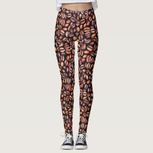 Koffiebonen potloodtrekpatroon bijtend bruin leggings