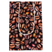 Koffiebonen potloodtrekpatroon bijtend bruin medium cadeauzakje (Achterkant)