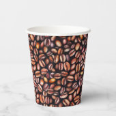 Koffiebonen potloodtrekpatroon bijtend bruin papieren bekers (Achterkant)