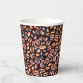 Koffiebonen potloodtrekpatroon bijtend bruin papieren bekers (Rechts)