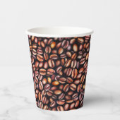 Koffiebonen potloodtrekpatroon bijtend bruin papieren bekers (Voorkant)