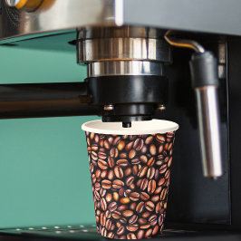 Koffiebonen potloodtrekpatroon bijtend bruin papieren bekers