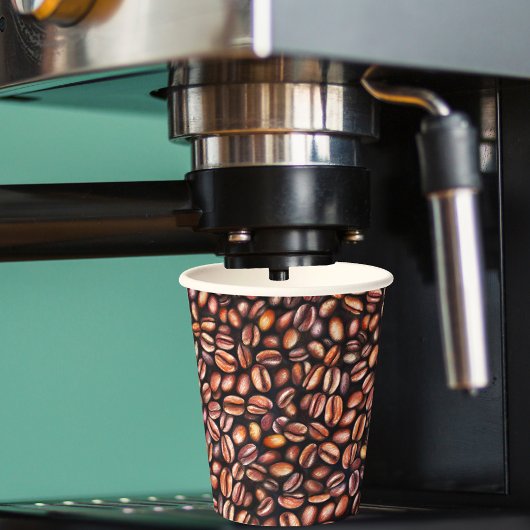 Koffiebonen potloodtrekpatroon bijtend bruin papieren bekers