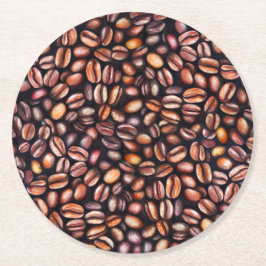 Koffiebonen potloodtrekpatroon bijtend bruin ronde kartonnen onderzetter