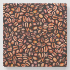 Koffiebonen potloodtrekpatroon bijtend bruin stenen onderzetter