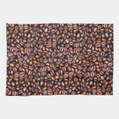 Koffiebonen potloodtrekpatroon bijtend bruin theedoek (Horizontaal)