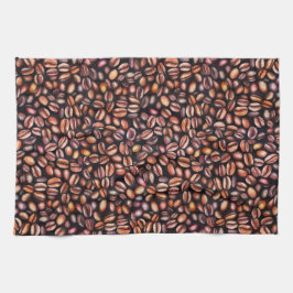 Koffiebonen potloodtrekpatroon bijtend bruin theedoek