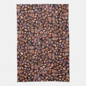 Koffiebonen potloodtrekpatroon bijtend bruin theedoek (Verticaal)