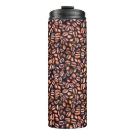 Koffiebonen potloodtrekpatroon bijtend bruin thermosbeker