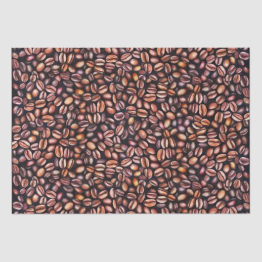 Koffiebonen potloodtrekpatroon bijtend bruin tissuepapier (Voorkant)