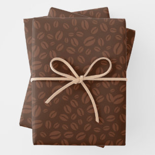 Koffiebonen print bruin inpakpapier vel