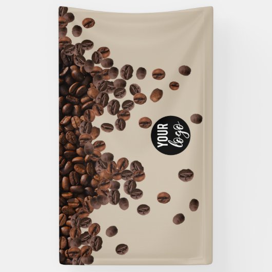 Koffiebonen professionele Logo Spandoek (Verticaal)