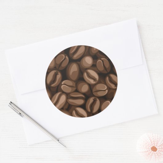 Koffiebonen Ronde Sticker (Envelop)