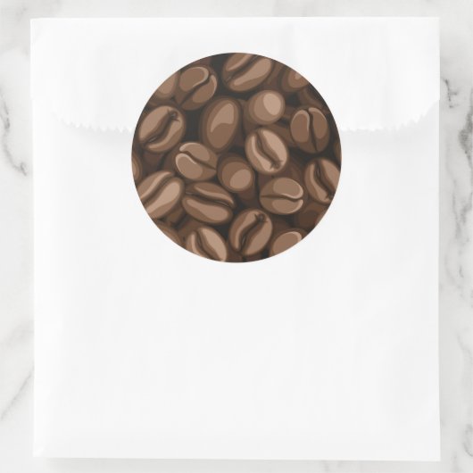 Koffiebonen Ronde Sticker (Tas)