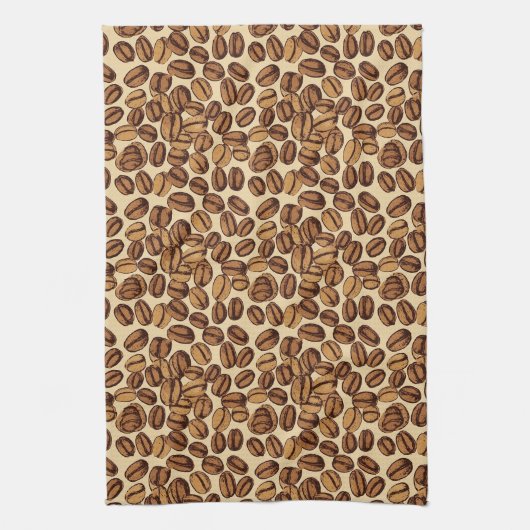 Koffiebonen rustiek  Patroon No4 Theedoek (Verticaal)