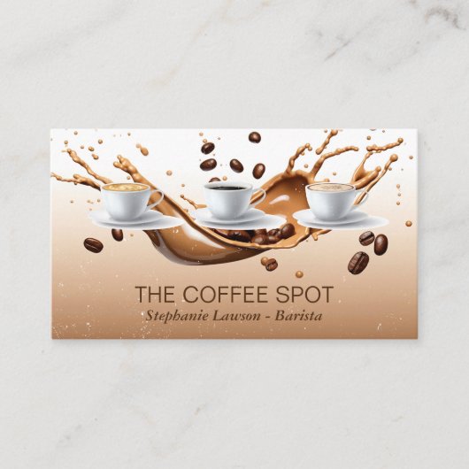 Koffiebonen spatten | Kopje Java Visitekaartje (Voorkant)
