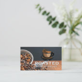 Koffiebonen stromen uit met coop | Cafe Logo Visitekaartje (Staand voorkant)