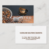 Koffiebonen stromen uit met coop | Cafe Logo Visitekaartje (Voorkant / Achterkant)