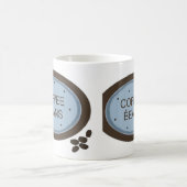 Koffiebonen tekenen in blauw en bruin koffiemok (Center)