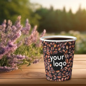 Koffiebonen Tekenpatroon Bruin Voeg je Logo toe Papieren Bekers