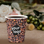 Koffiebonen Tekenpatroon Bruin Voeg je Logo toe Papieren Bekers